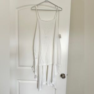 NWT Free People White 100% Cotton Spaghetti Strap Tunic Dress Size M